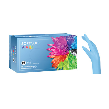 Vivid Nitrile Gloves Powder Free Light Blue