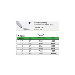 Sutures polyamid 6/0 16mm 3/8