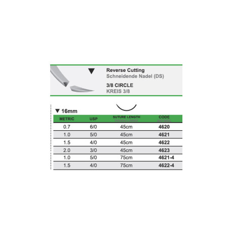 Ράμματα polyamid 6/0 16mm 3/8